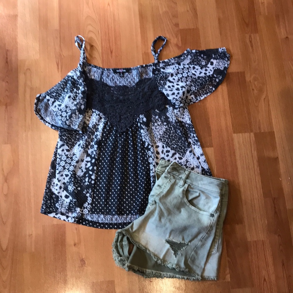 Lace off the shoulder tank